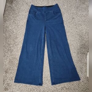 Halara Navy Blue Denim Wide Leg Pull On Stretch Jeans Pants Medium Petite MP